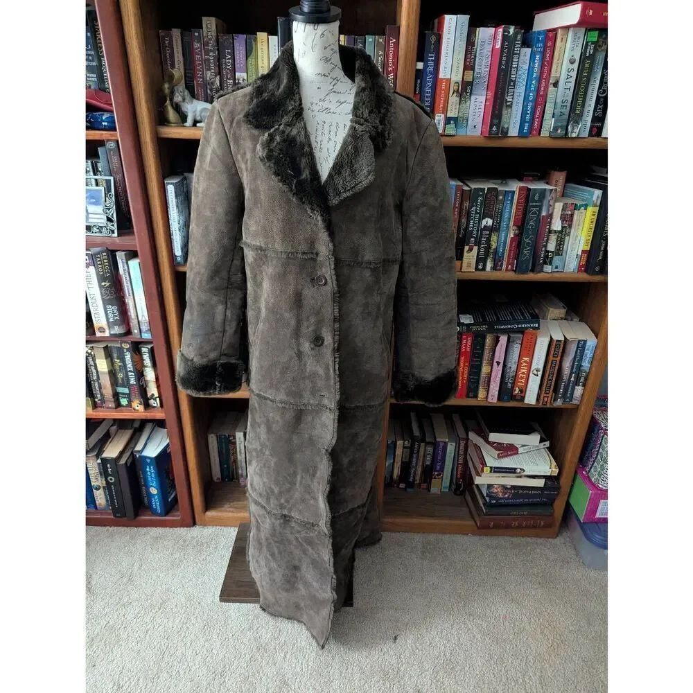 Vintage Brandon Thomas Women's Large 100% Genuine Leather Overcoat Trench Coat